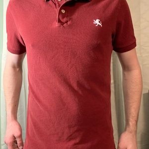 Express Small Lion Pique Fitted Polo Maroon Med.